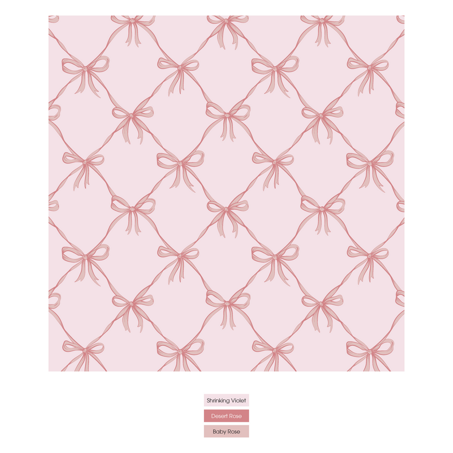 Print Layette Ruffle Footie-Shrinking Violet Bow Lattice