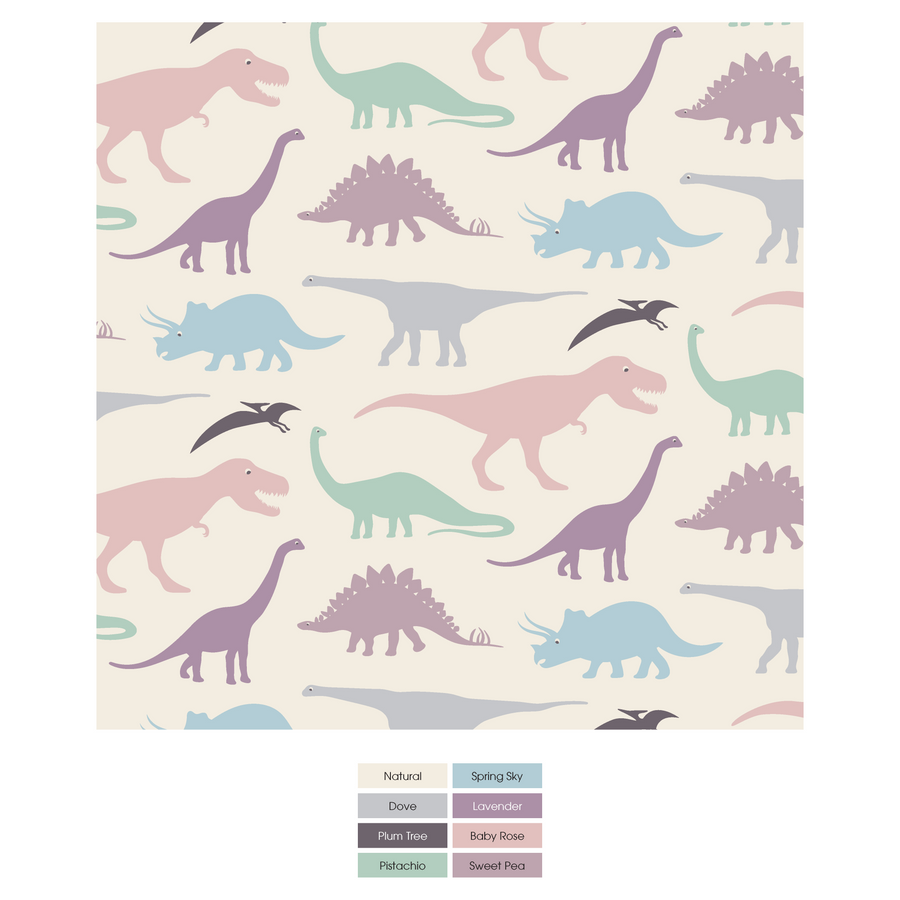Print Muffin Ruffle Footie-Lavender Dino Museum