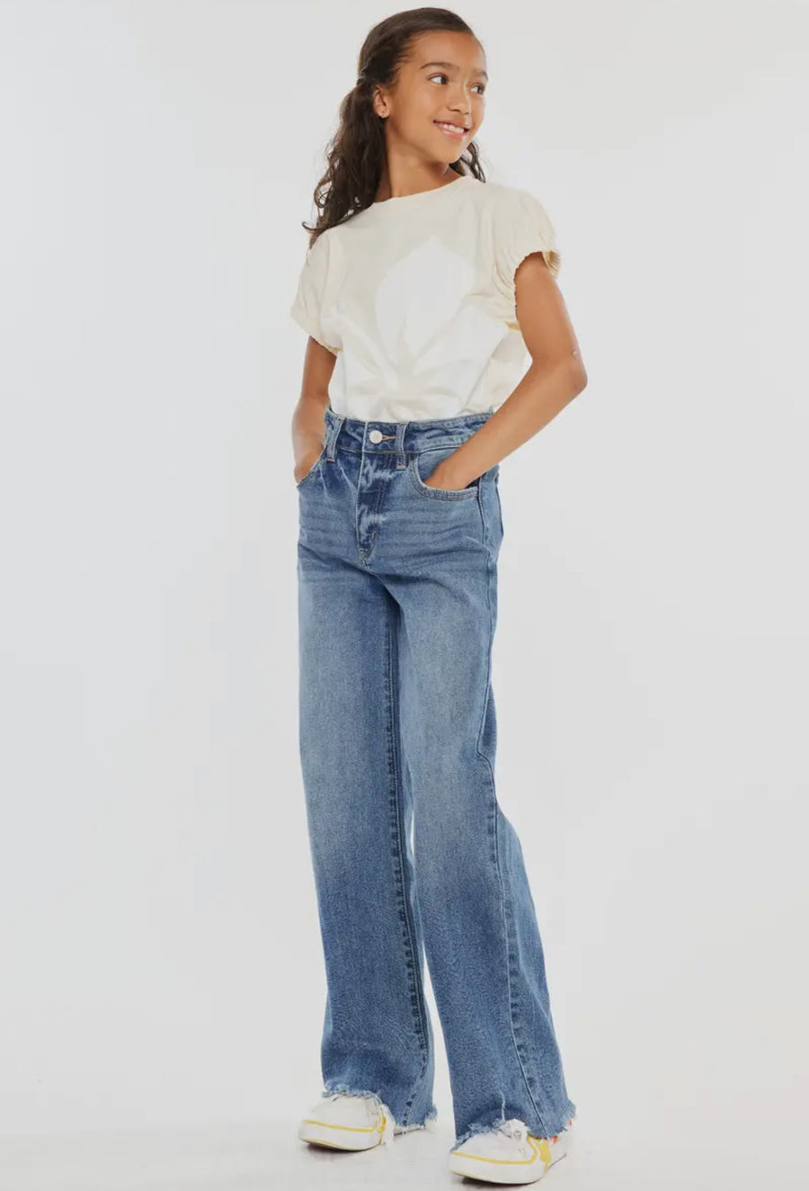 Girls High Rise Slim Wide Leg