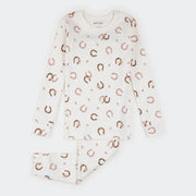 Horseshoe Print on Ivory Ribbed PJ Set