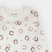 Horseshoe Print on Ivory Ribbed PJ Set
