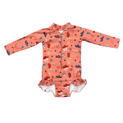 American Cowgirl One-Piece Ruffle Rash Guard Swimsuit