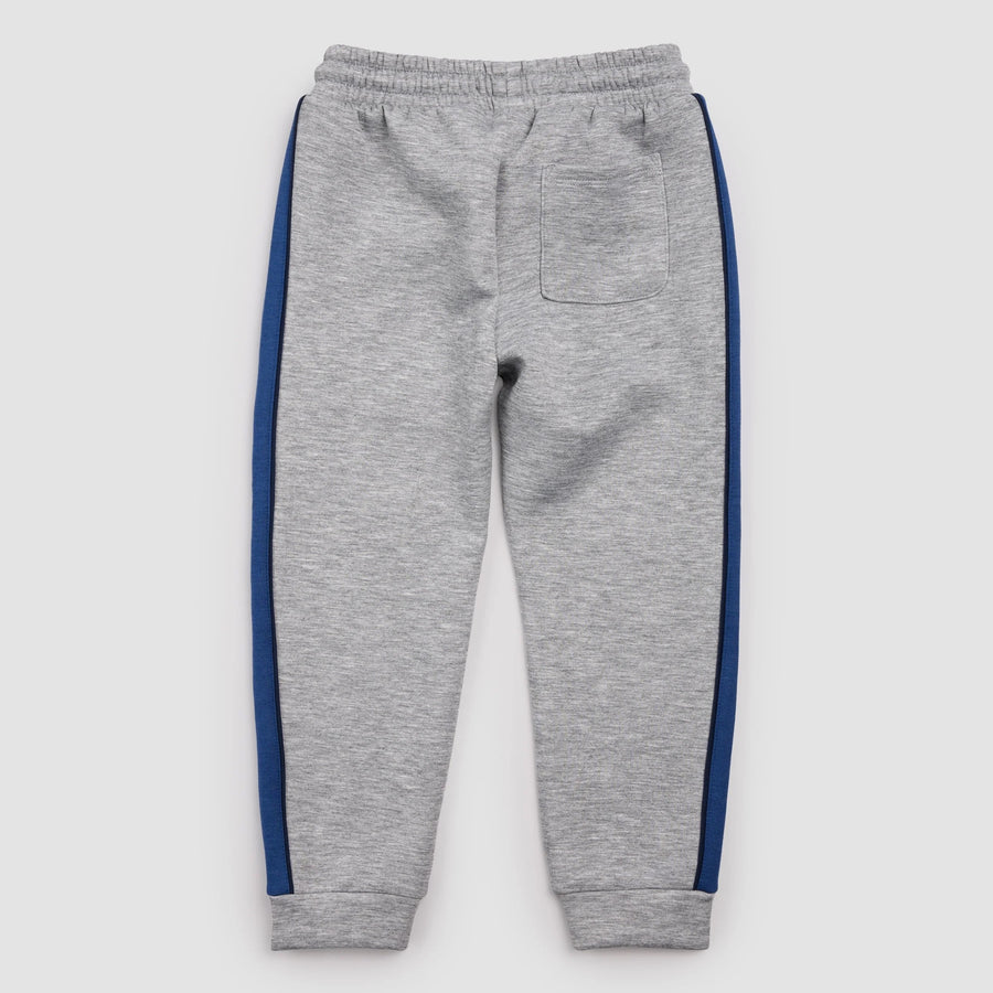 Grey Mix and Blue Stripe Scuba Knit Joggers