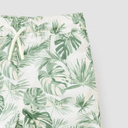 Jungle Leaves Print on Off-White Swim Trunks