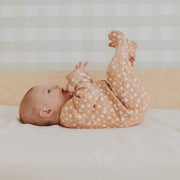 Floral Print on Rosy Mango Ribbed Sleeper