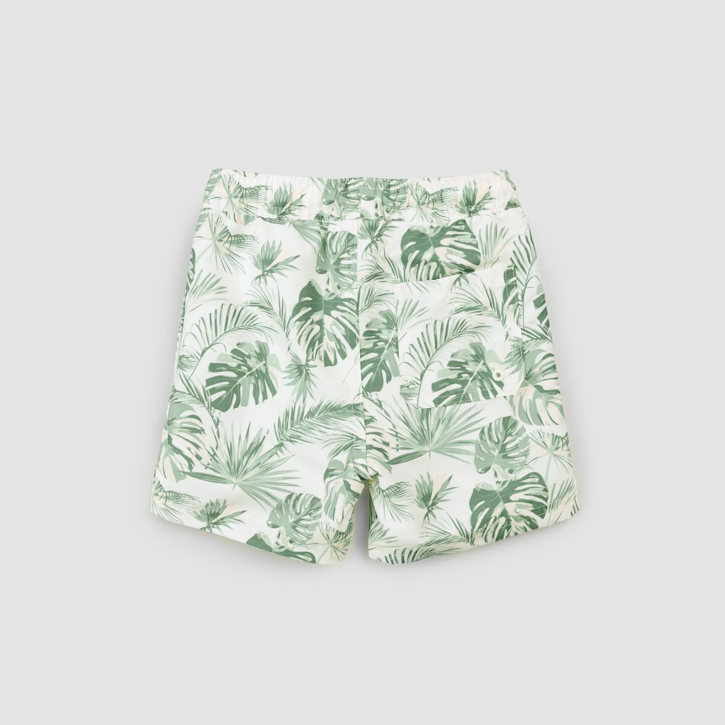 Jungle Leaves Print on Off-White Swim Trunks