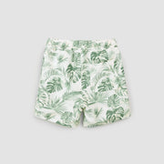 Jungle Leaves Print on Off-White Swim Trunks