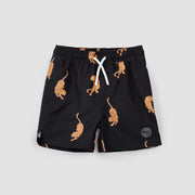 Panther Print on Black Swim Trunks