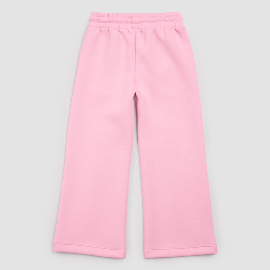 Bubblegum Scuba Knit Wide Leg Girl's Joggers