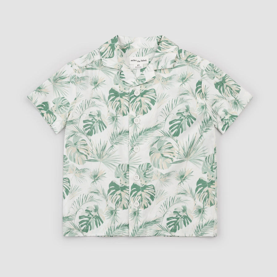 Palm Fronds on Ivory Camp Shirt