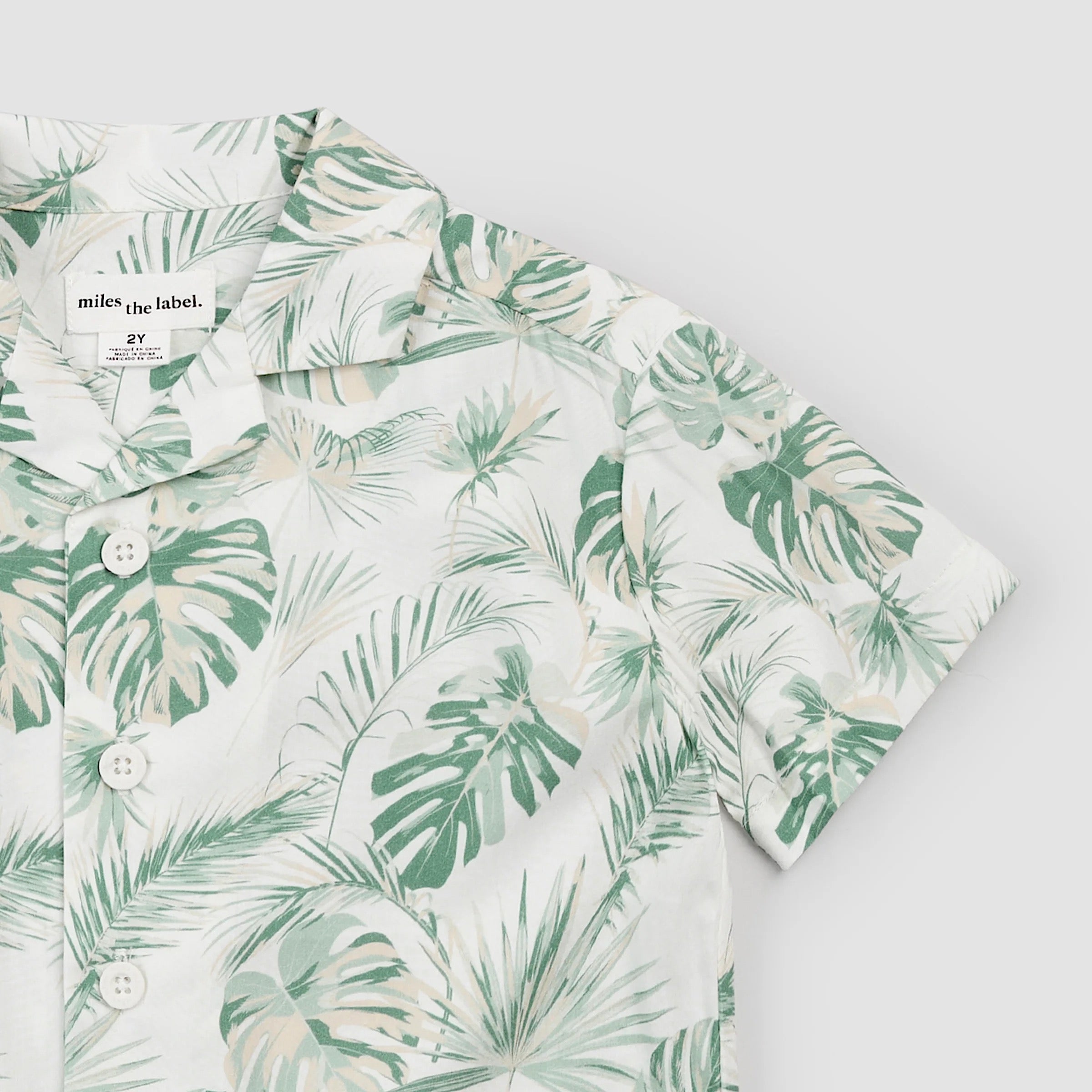 Palm Fronds on Ivory Camp Shirt