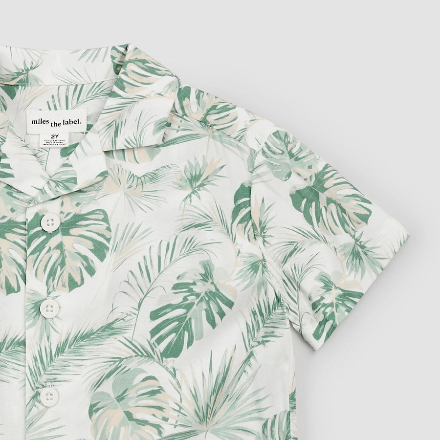 Palm Fronds on Ivory Camp Shirt