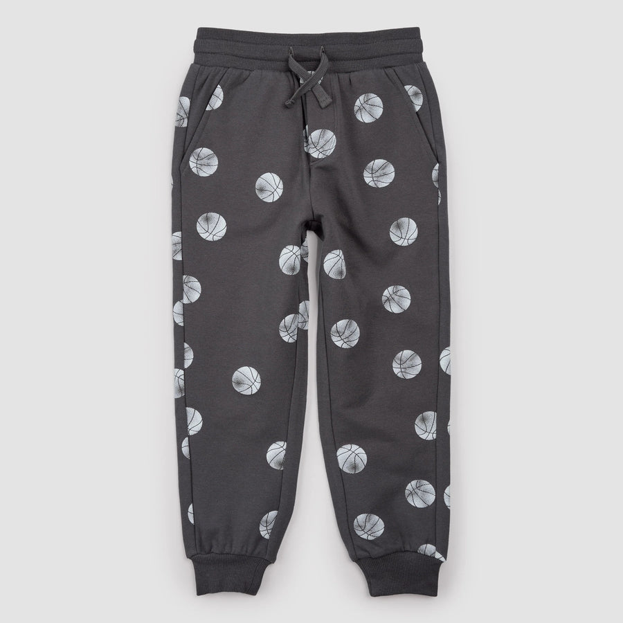 Basketball Print on Blackened Pearl Joggers