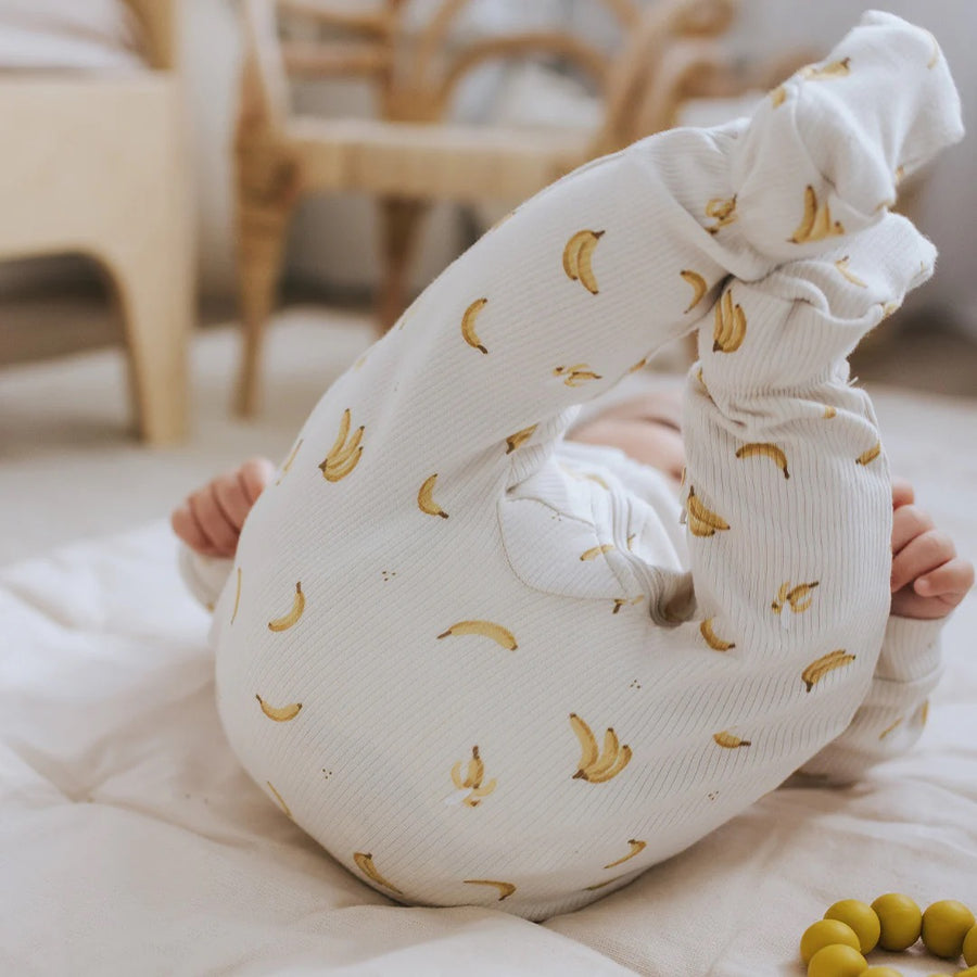 Banana Print on Ribbed Crème Sleeper