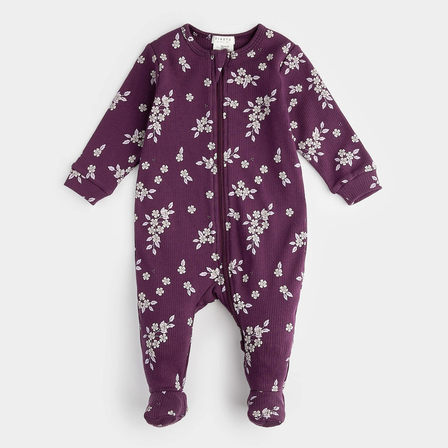 Fall Botanicals Print on Plum Sleeper