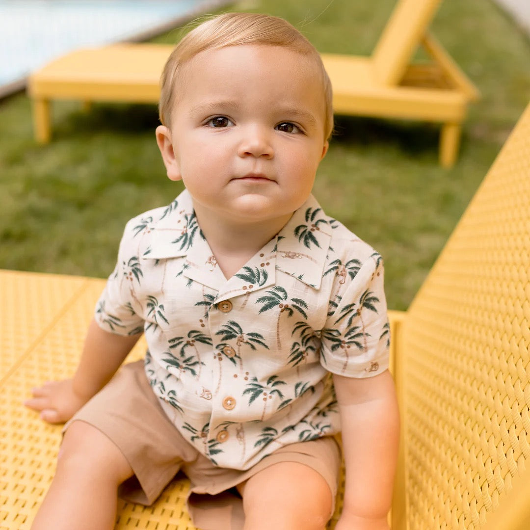 Palm Trees & Monkeys Camp Shirt Set