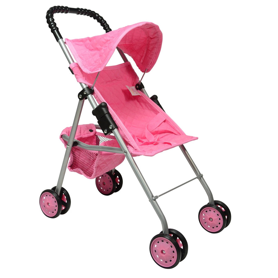 My First Doll Stroller with Basket and Hood Pink Hearts