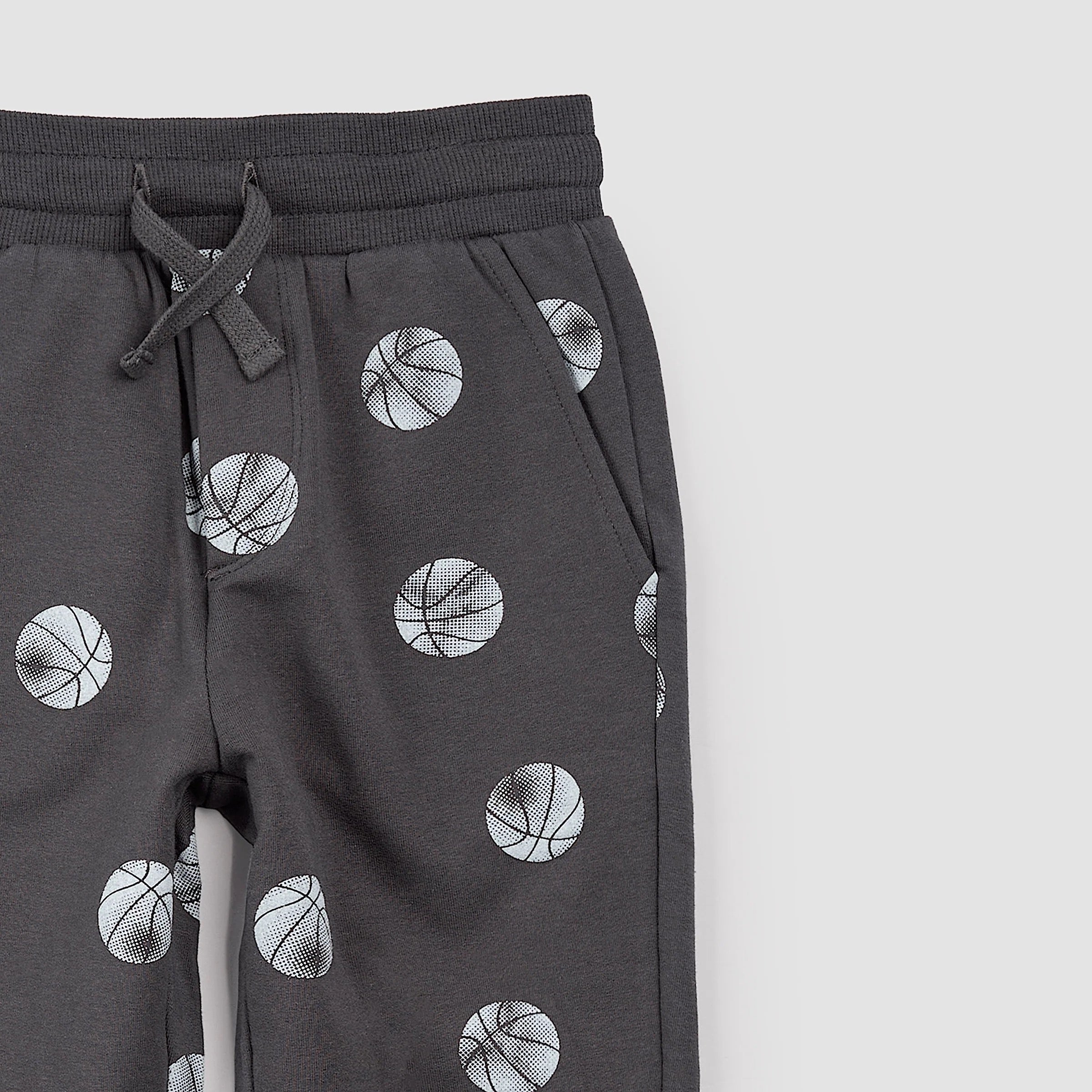 Basketball Print on Blackened Pearl Joggers