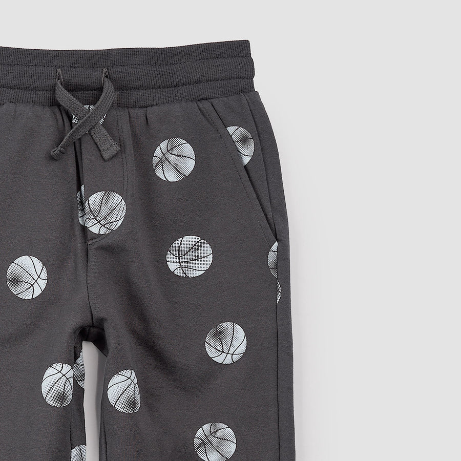 Basketball Print on Blackened Pearl Joggers