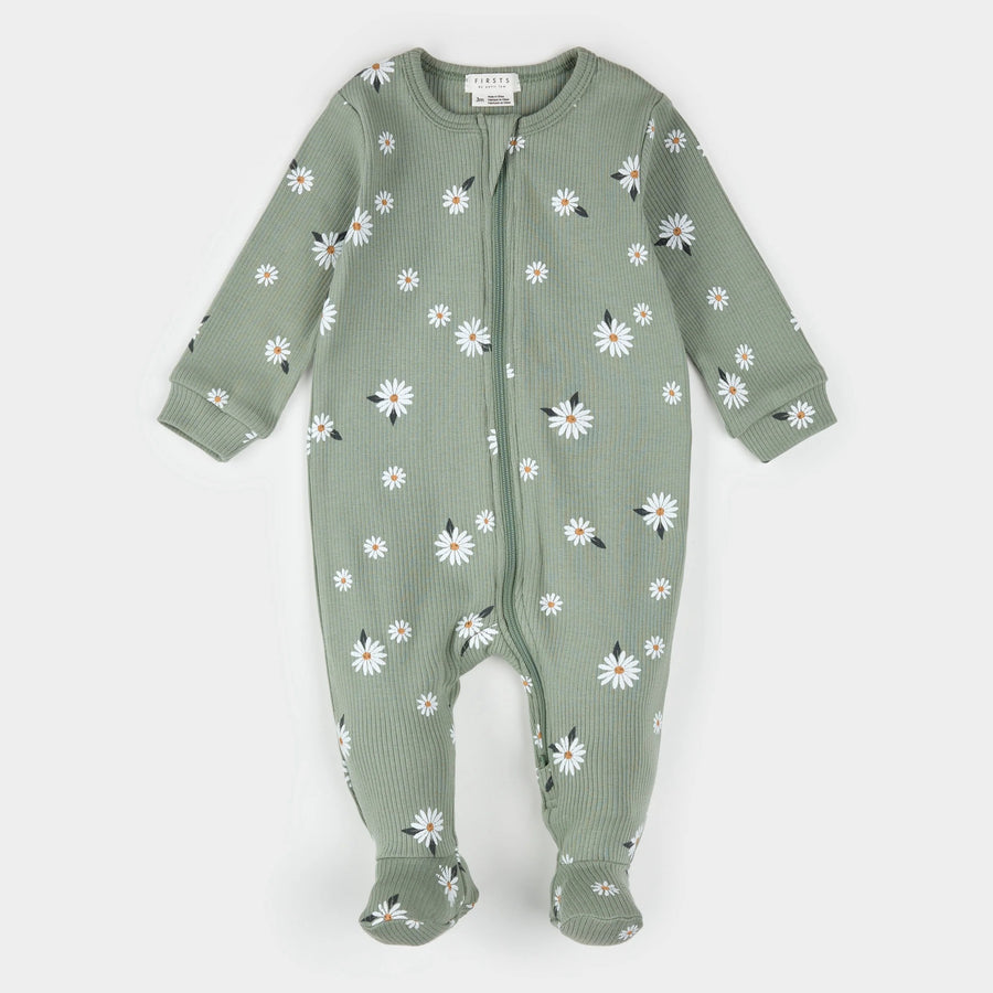 Daisy Print on Sage Green Sleeper