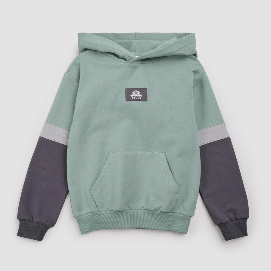 Seafoam and Black Color Block Hoodie