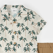 Palm Trees & Monkeys Camp Shirt Set