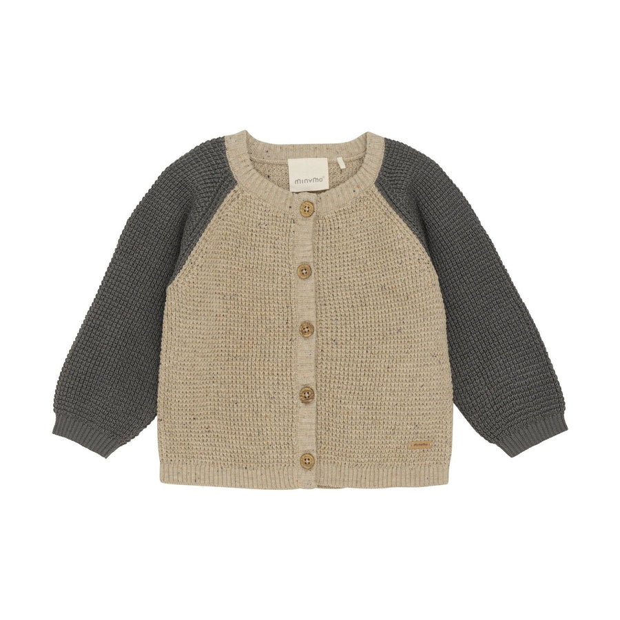 Beige Melange Boys Cardigan