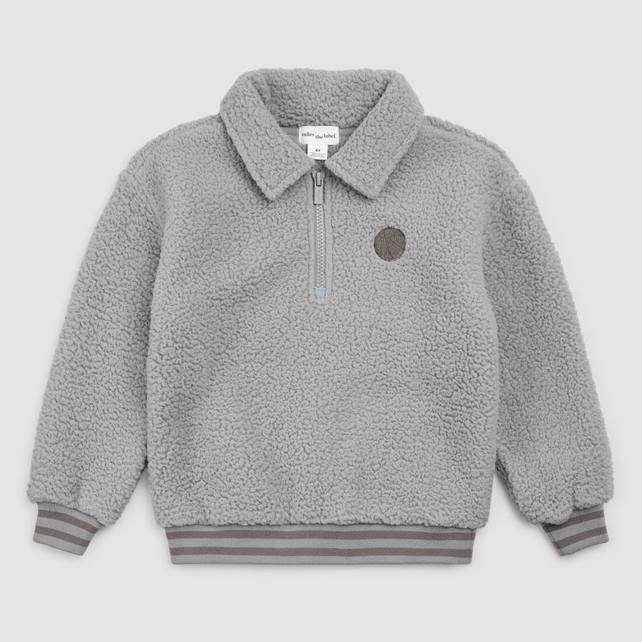 Shadow Grey Sherpa Half-Zip Sweatshirt