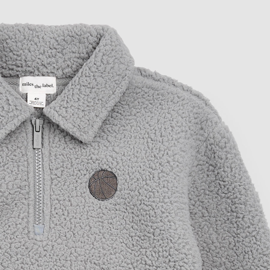 Shadow Grey Sherpa Half-Zip Sweatshirt