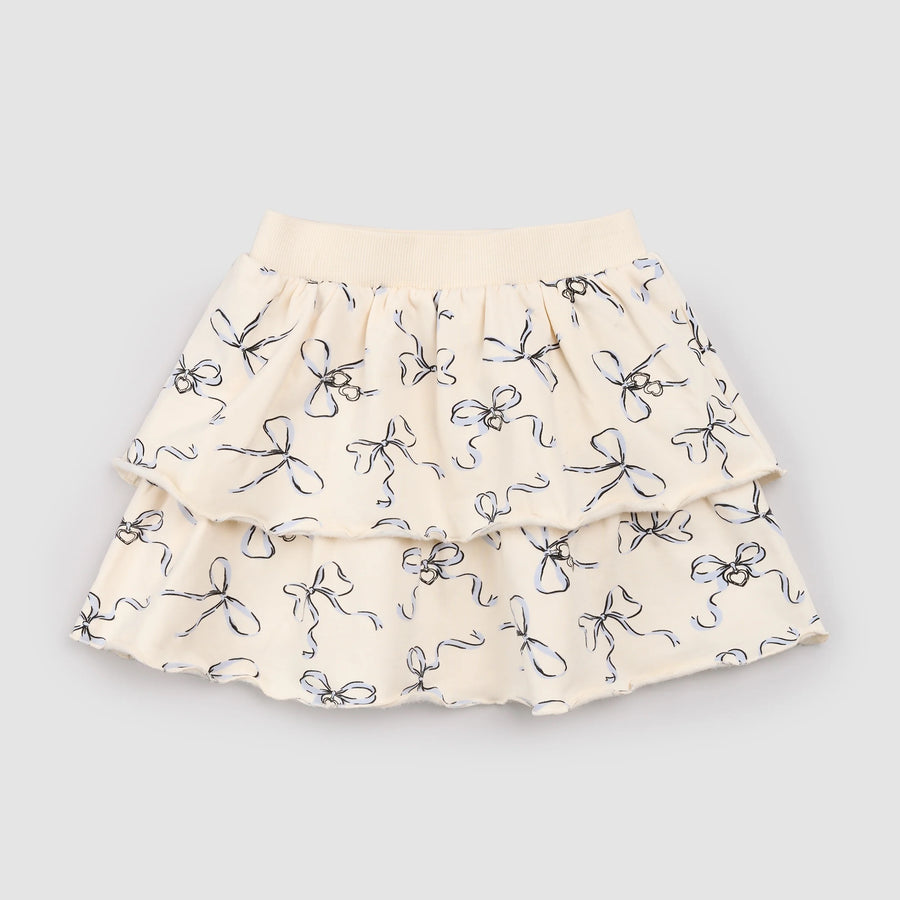Locket Print on Ivory Tiered Skirt