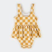 Checkerboard Skirted Swimsuit