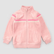 Retro Stripe on Miles Pink Velour Track Jacket
