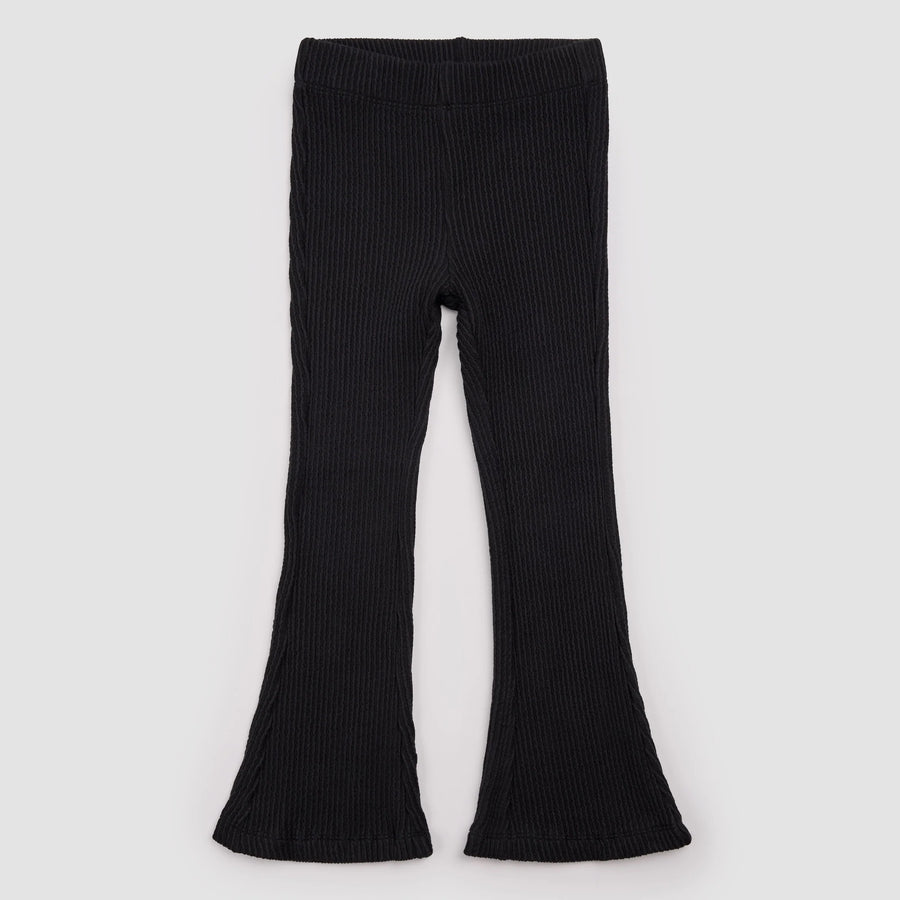 Black Flared Rib Leggings