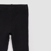 Black Flared Rib Leggings