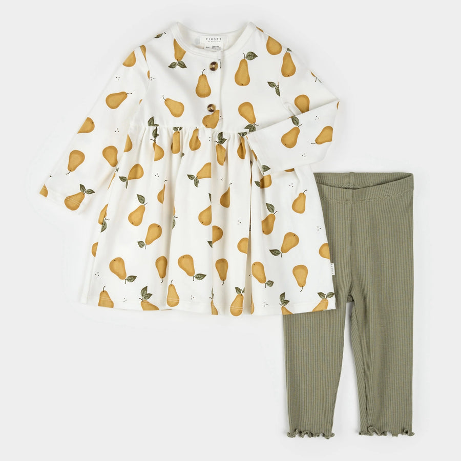 Pear Print on Ribbed Dress Set