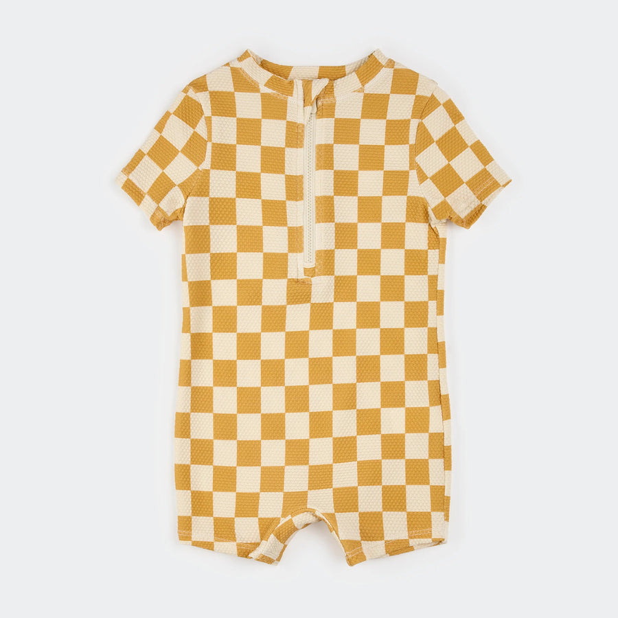 Checkerboard Swim Romper