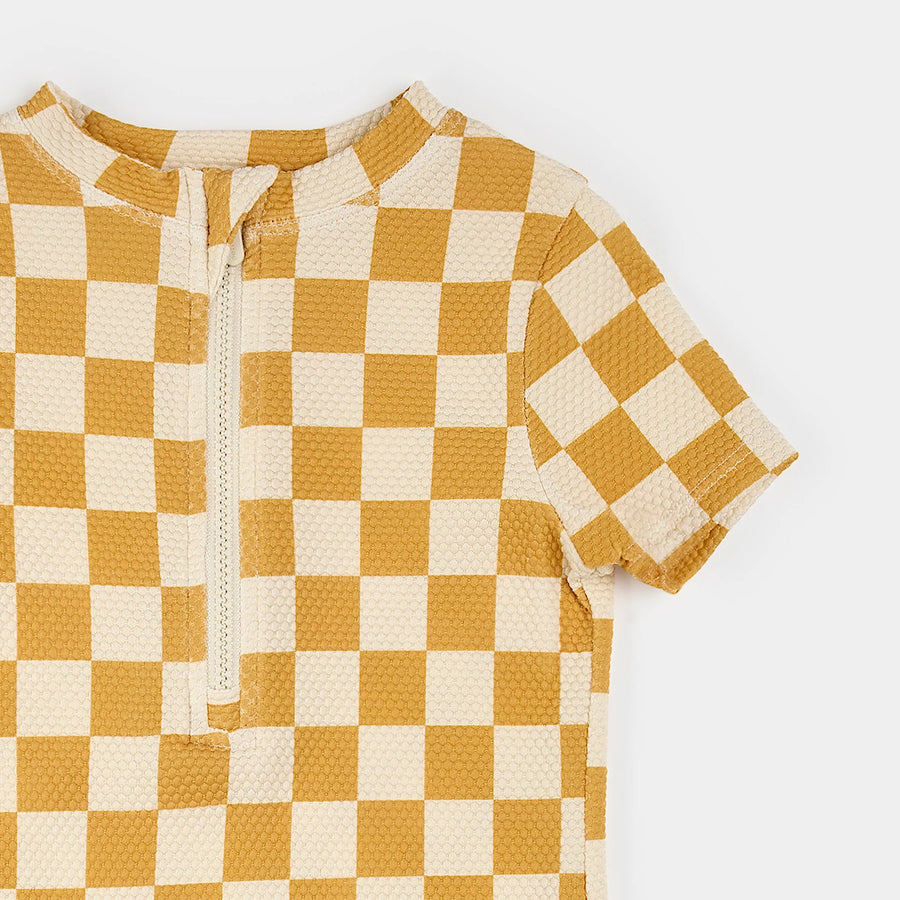 Checkerboard Swim Romper