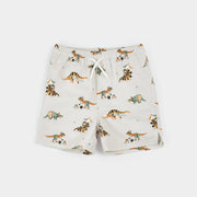 Beach Dinos Print on Beige Swim Trunks