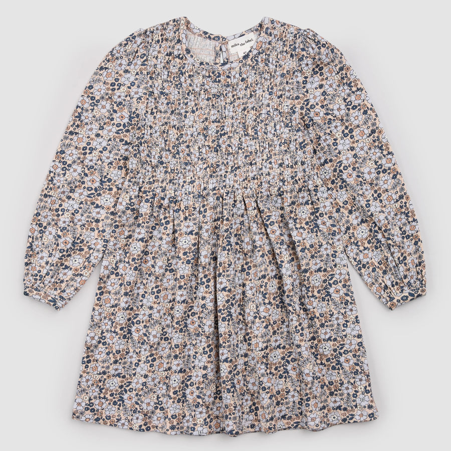 Vintage Flowers Print on Almond Jersey Dress