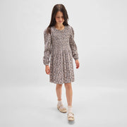 Vintage Flowers Print on Almond Jersey Dress