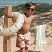Cactus Print on Coral Swim Trunks