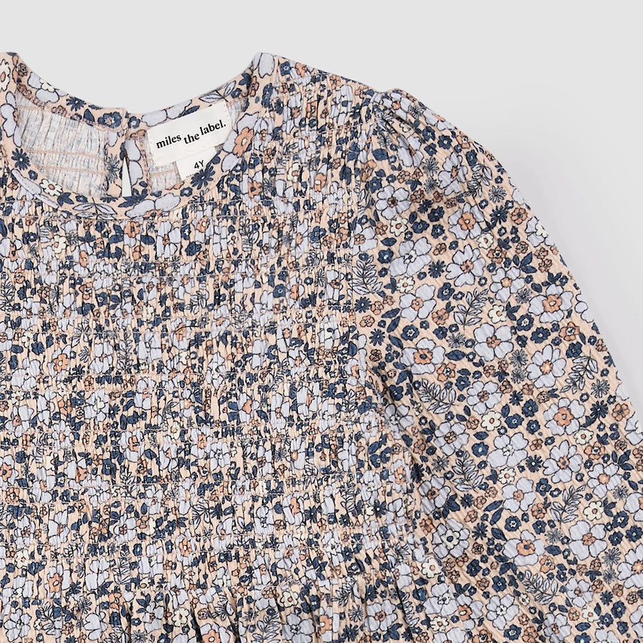 Vintage Flowers Print on Almond Jersey Dress