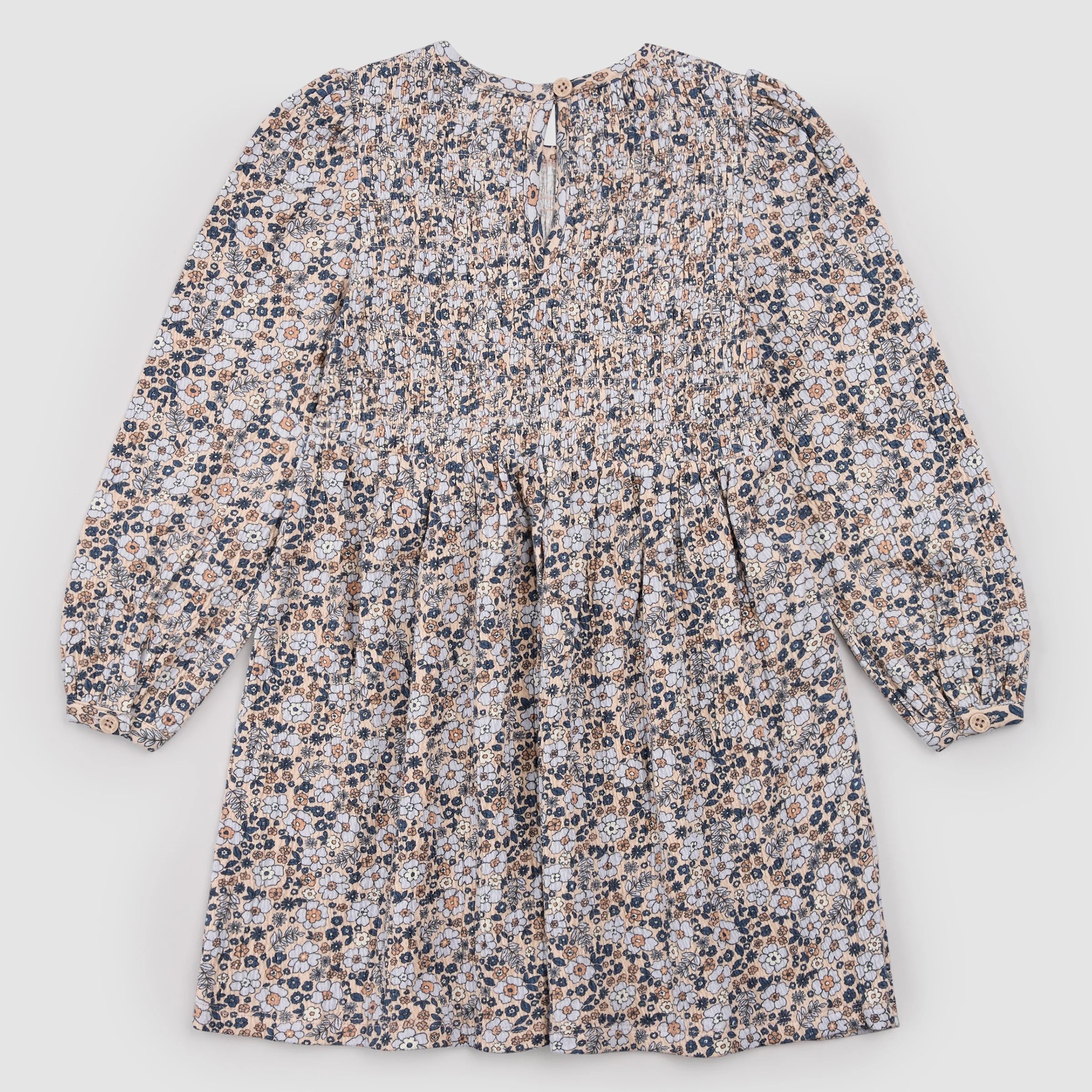 Vintage Flowers Print on Almond Jersey Dress