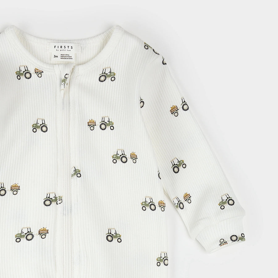 Pear Picking Truck Print on Off-White Sleeper