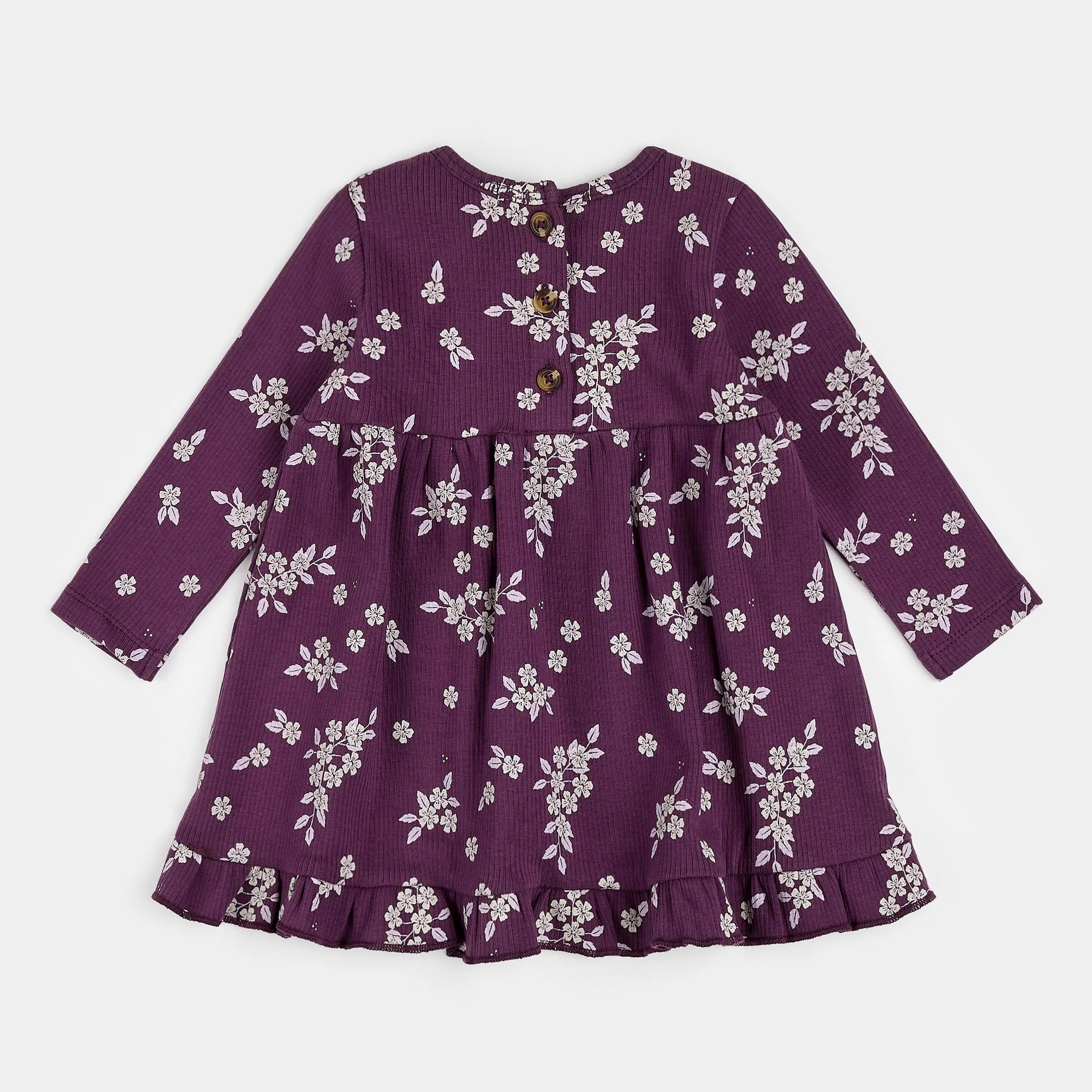 Fall Botanicals Print on Plum Dress Set