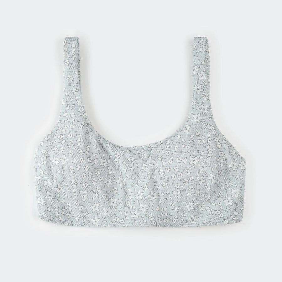 Vintage Flowers Print on Powder Blue Women's Bikini Top