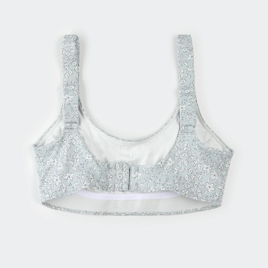 Vintage Flowers Print on Powder Blue Women's Bikini Top