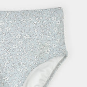 Vintage Flowers Print on Powder Blue Women's Bikini Bottom