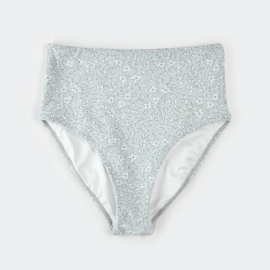 Vintage Flowers Print on Powder Blue Women's Bikini Bottom