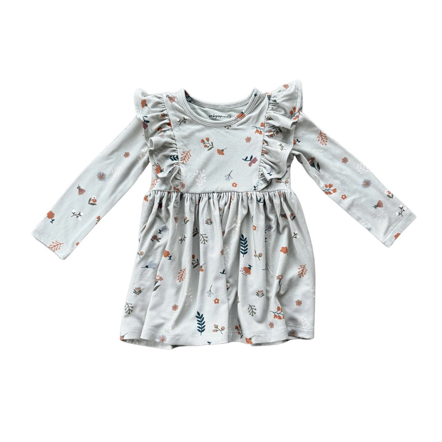Botanical Long Sleeve Ruffle Dress